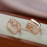 Rose Gold Drop Earrings with Zircon Bridal Jewelry