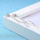 925 Silver Tassel Earrings CZ Brincos Long S-E173