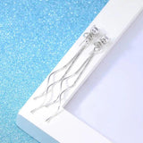 925 Silver Tassel Earrings CZ Brincos Long S-E173