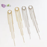 925 Silver Tassel Hoop Earrings for Women Thread Drop Jewelry