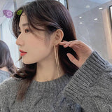 925 Silver Tassel Hoop Earrings for Women Thread Drop Jewelry