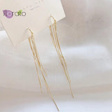 925 Silver Tassel Hoop Earrings for Women Thread Drop Jewelry