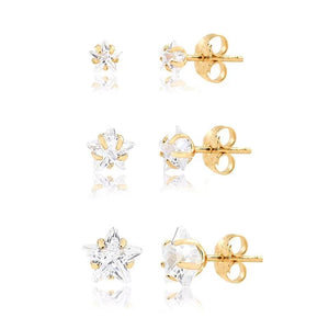 925 Silver Crystal Star Stud Earring Set for Women