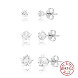 925 Silver Crystal Star Stud Earring Set for Women
