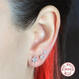 925 Silver Crystal Star Stud Earring Set for Women