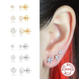 925 Silver Crystal Star Stud Earring Set for Women