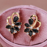 Geometric Flower Zircon Dangle Earrings - Natural Zircon Statement Jewelry