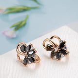 Geometric Flower Zircon Dangle Earrings - Natural Zircon Statement Jewelry