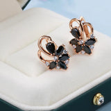Geometric Flower Zircon Dangle Earrings - Natural Zircon Statement Jewelry