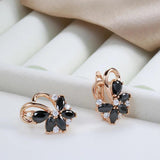 Geometric Flower Zircon Dangle Earrings - Natural Zircon Statement Jewelry