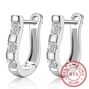 925 Silver Horseshoe Earrings Zirconia Studs for Women