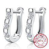 925 Silver Horseshoe Earrings Zirconia Studs for Women