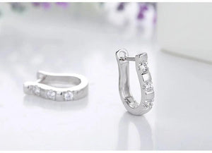 925 Silver Horseshoe Earrings Zirconia Studs for Women