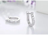 925 Silver Horseshoe Earrings Zirconia Studs for Women
