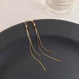 925 Sterling Silver Stud Long Line Earrings Charm Women Fine Jewelry