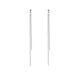 925 Sterling Silver Stud Long Line Earrings Charm Women Fine Jewelry