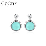 925 Silver Turquoise Stud Earrings CZ Boucle D'Oreille Femme Gift SE0427