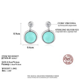 925 Silver Turquoise Stud Earrings CZ Boucle D'Oreille Femme Gift SE0427