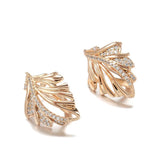Tropical Leaf Earrings 585 Rose Half Texture Half Zircon Earrings
