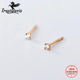 Trustdavis Mini Square CZ Charm Stud Earrings