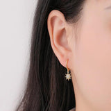 925 Silver Circle Earrings Sun Zircon Tassel Party Jewelry