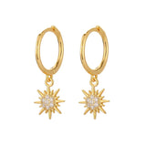925 Silver Circle Earrings Sun Zircon Tassel Party Jewelry