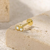 Flat Head Puncture Earring Zircon 925 Sterling Silver Stud For Women