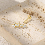 Flat Head Puncture Earring Zircon 925 Sterling Silver Stud For Women