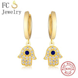 925 Silver Minimalist Turkey Style Evil Eye Hoop Earrings