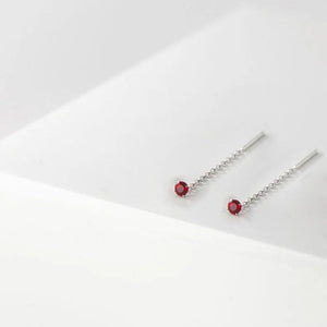 Colorful 925 Silver Earring Drop Chain Woman Earring Stud Silver 925 Zircon