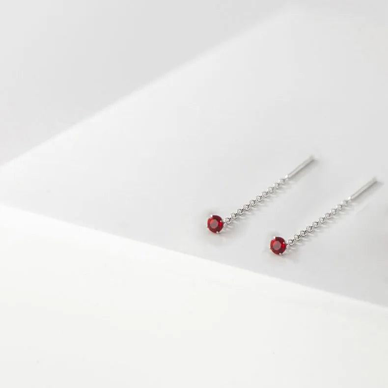Colorful 925 Silver Earring Drop Chain Woman Earring Stud Silver 925 Zircon