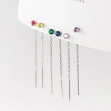 Colorful 925 Silver Earring Drop Chain Woman Earring Stud Silver 925 Zircon