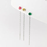 Colorful 925 Silver Earring Drop Chain Woman Earring Stud Silver 925 Zircon