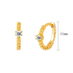 925 Silver Minimalist Round Hoop Earrings Colorful Crystal Wedding Jewelry