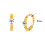 925 Silver Minimalist Round Hoop Earrings Colorful Crystal Wedding Jewelry