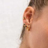 925 Silver Minimalist Round Hoop Earrings Colorful Crystal Wedding Jewelry