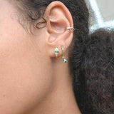 925 Silver Minimalist Round Hoop Earrings Colorful Crystal Wedding Jewelry