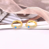 925 Silver Minimalist Round Hoop Earrings Colorful Crystal Wedding Jewelry