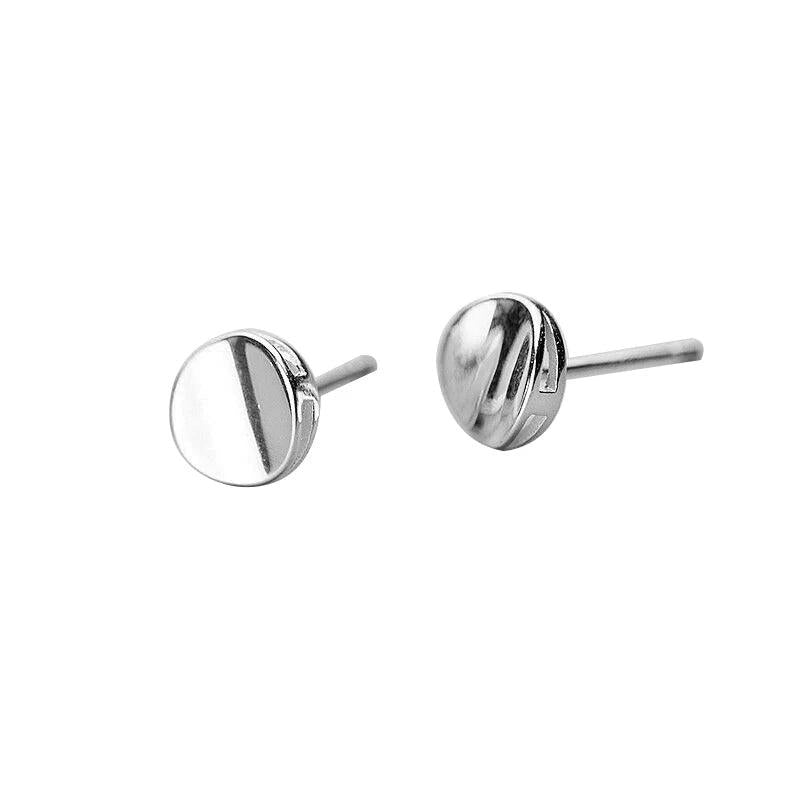 925 Silver Geometric Round Stud Earrings for Women