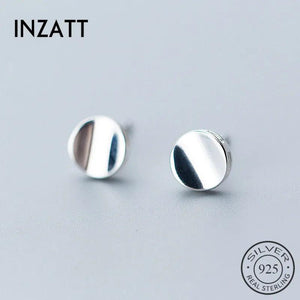 925 Silver Geometric Round Stud Earrings for Women