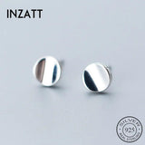 925 Silver Geometric Round Stud Earrings for Women