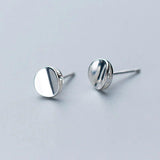925 Silver Geometric Round Stud Earrings for Women