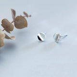 925 Silver Geometric Round Stud Earrings for Women