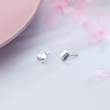 925 Silver Geometric Round Stud Earrings for Women