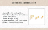 925 Silver Red Zircon Stud Earrings Set, Piercing Ear Studs