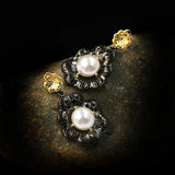 Baroque Pearl Flower Earrings 925 Silver for Women