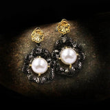 Baroque Pearl Flower Earrings 925 Silver for Women