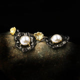 Baroque Pearl Flower Earrings 925 Silver for Women