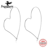 TrustDavis 925 Silver Love Heart Hoop Earrings Women Birthday Party Jewelry