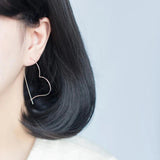 TrustDavis 925 Silver Love Heart Hoop Earrings Women Birthday Party Jewelry